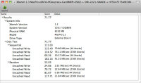 Xbench1.3 MacPro eSATA PCIexpressCard(MEPI-ES02)＋DIR-2221-SRAIDE＋HTS547575A9E384(5400rpm)×2 RAID0